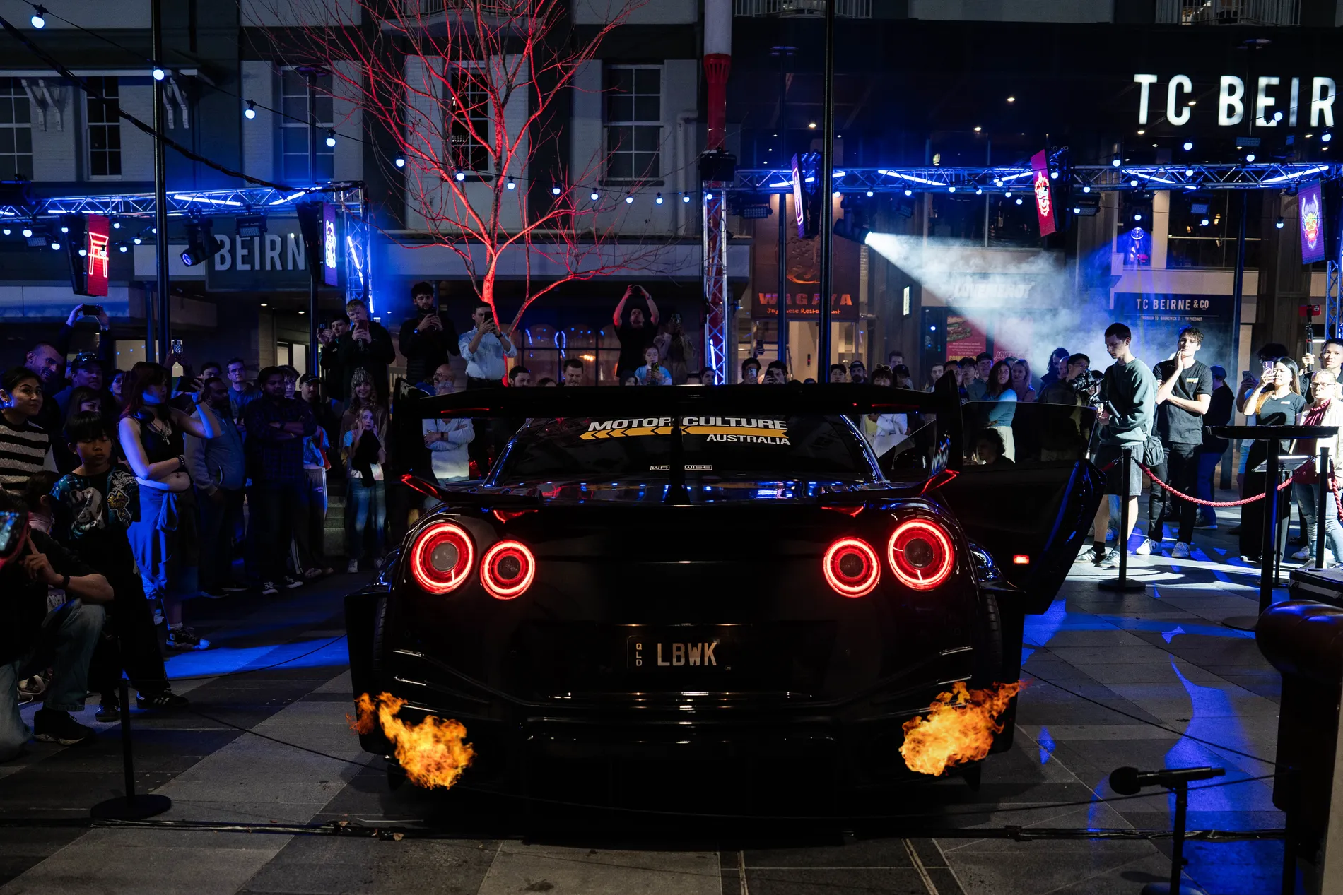 MCA Liberty Walk GTR with flames at a Cars & Culture event